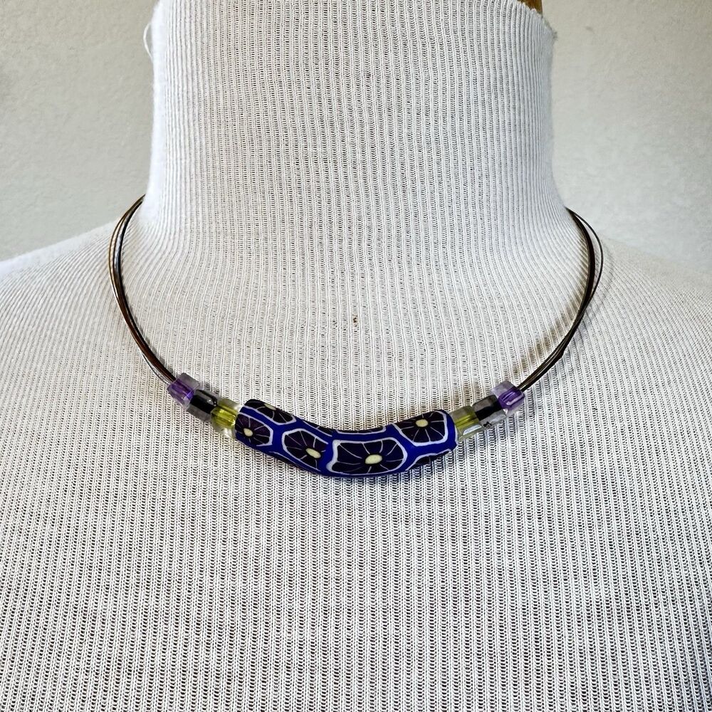 Clay & Beads Necklace Choker Purple Jewelry Coquette Preppy Spring Summer Y2K